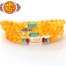 香港集福轩厂价饰品批发天然金黄贝壳108颗*5mm佛珠手链地摊