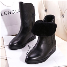 欧洲站2013秋冬新款欧美周迅同款短靴平跟厚底靴子真皮羊毛雪地靴