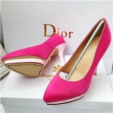 范冰冰同款单鞋尖头爱心防水台高跟鞋韩国公主绸缎婚鞋细跟女鞋