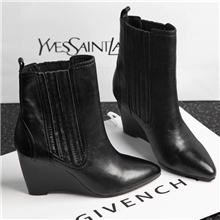 大王家原版尖头短靴新款霸气坡跟高端真皮女鞋批发加盟一件代发货