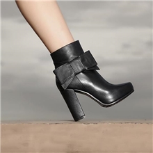 时尚蝴蝶结真皮短靴超高跟马丁靴粗跟韩版女鞋一件代发代理批发