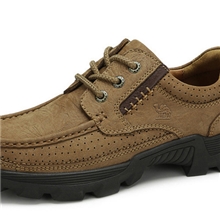 直销正品休闲皮鞋日常透气真皮男鞋骆驼港神户外磨砂皮