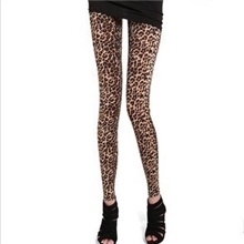 欧美款小豹纹印花打底裤九分裤女leggings彩色豹纹显瘦打底裤