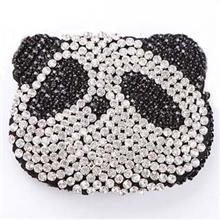 批发熊猫水钻包手工编织水钻包斜跨串珠水钻包新款时尚水钻包