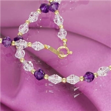 日本进口天然高级紫水晶项链和手链（八心八箭--明亮式切割工艺）