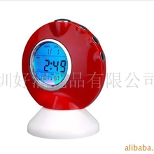 供应七彩万年历、6种自然声LCD时计闹钟