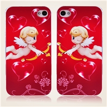 特惠情侣苹果4手机壳iphone外壳彩绘爱心小天使分左右卡通系列