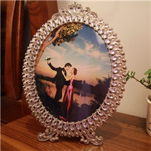 厂家直销绚丽椭圆仿金属亮钻玛瑙欧式款相框10寸竖版摆台相框