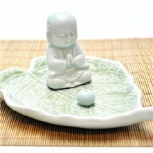 龙泉青瓷一叶菩提香插陶瓷香炉