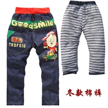 冬款棉裤厂家热销印花小童3-6岁牛仔棉裤两用档棉裤厂家直销