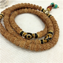 批发本色尼泊尔藏式小金刚配天珠菩提子7mm藏式金刚佛珠念珠