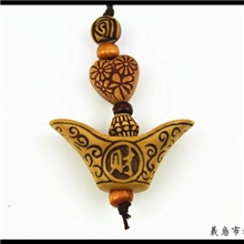 【厂家直销】元宝仿桃木手机挂件义乌地摊货源优质网店赠品