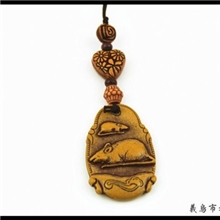 【厂家直销】十二生肖系列仿桃木手机挂件精美网店赠品地摊批发