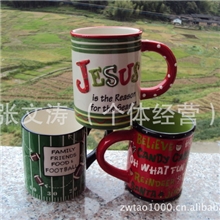 小额混批手绘陶瓷杯*外贸陶瓷水杯*亮点ZH3