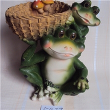 外贸树脂工艺品批发*库存园艺装饰摆件*母子青蛙采蘑菇*亮点5437