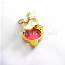 厂家供应锌合金压铸电镀花形石斛兰吊饰香膏盒清新怡人香膏盒