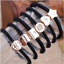 韩版苹果金属扣米奇五角星桃心皇冠爱心皮筋发圈发绳头绳批发