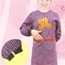 纯棉螺口松紧口成人围裙长袖带袖罩衣批发厂家QQ350579019