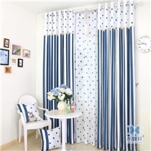 【布蝶轩】条纹波点时尚搭配地中海风餐厅书房窗帘窗纱批发