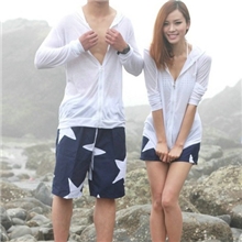 批发供应2013新款时尚休闲藏青大五角星沙滩裤情侣套装淘宝供货