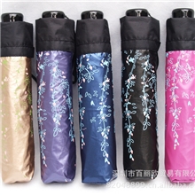 品牌伞三折伞防晒黑胶伞深圳晴雨伞两面印花伞超强防晒抗UV