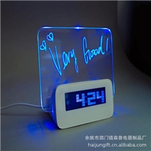 正品好时达留言板闹钟HSD1140A写字板闹钟时钟写字板荧光板闹表