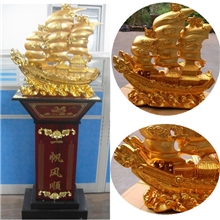 一帆风顺镀金色高座落地摆件树脂工艺品仿玉开业礼品混批