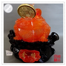 热卖金蟾树脂仿玉工艺品旺财镇宅仿红木礼品摆设仿红木底座