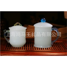 热销推荐琉璃白玉对杯情侣杯子婚庆茶具套装HMW6062