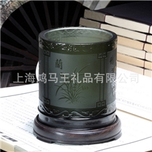 热销木雕笔筒仿古黑檀笔筒多功能办公笔筒可定制HMW3021C