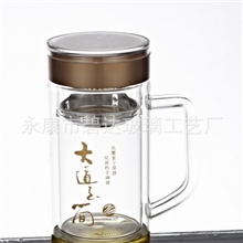 厂家批发志礼玻璃杯蓝色设计双层杯子工艺品礼品杯