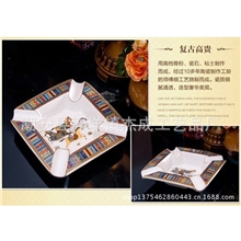 爱马仕系列欧式宫廷客厅卧室床头象牙陶瓷家居烟灰缸摆件