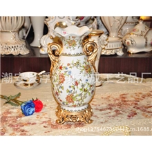 欧式古典风格」时尚新款复古陶瓷手绘花器装饰摆件花瓶