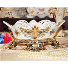 格瑞蒂尼系列欧式陶瓷裂纹椭圆水果盘干果盘家居摆件