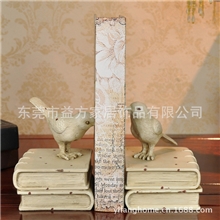 剥红色小鸟书靠创意书立欧式家居书房书架工艺摆件结婚礼品