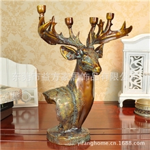 欧美风格鹿头鹿角烛台摆饰婚庆生日礼物动物摆件