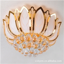 厂家直供水晶灯批发金黄色水晶灯卧室灯客厅灯莲花水晶吸顶灯