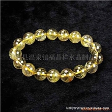 【批发供应】天然巴西钛晶圆珠手链|水晶饰品|天然水晶手链男女款