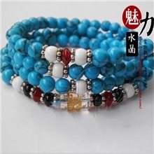 绿蓝松石108颗佛珠手链六字真言保平安必备品时尚多层