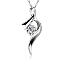 批发供应925纯银项链天然水晶天使泪滴吊坠韩版白水晶混批