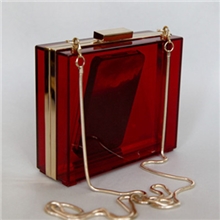 供应红色透明婚礼包，亚克力透明红色晚晏包（蛇骨链浅金色）