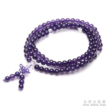 蒲公英水晶纯天然紫水晶108颗佛珠手链6MM隔珠白水晶批发