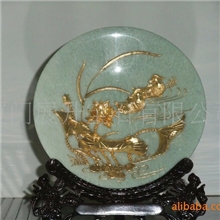供应玉器批发创意礼品商务礼品时尚家居饰品工艺品--金镶玉礼品盘