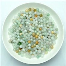 批发翡翠散珠玉珠天然A货DIY配件三彩圆珠子5mm-5.5mm-小刘翡翠