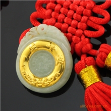 翡翠平安扣批发金镶玉一生平安开光佛教护身老人会销礼品