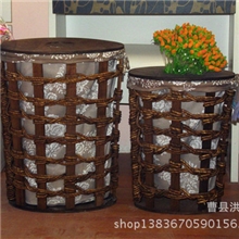 植物编织工艺品带盖草编洗衣篓草编收纳脏衣篮脏衣桶