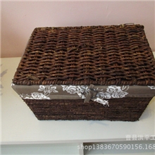 玉米皮带盖收纳筐植物编织工艺品草编收纳筐手工编织收纳篮