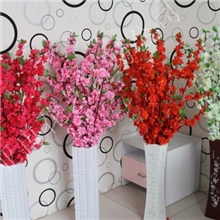 热卖68头大朵加密仿真桃花假花厂家批发绢花仿真花外贸梅花枝