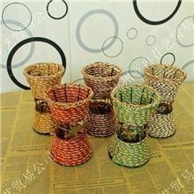 热销新货全编小铁艺插花花瓶铁艺藤编田园风花瓶