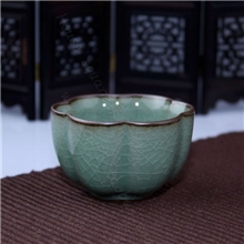 龙泉青瓷哥窑翠青釉莲瓣杯茶杯批发